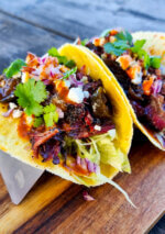 Pulled beef taco med Cowboy Candy