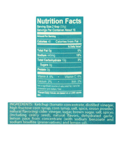 Char Bar Table Sauce Nutrition facts